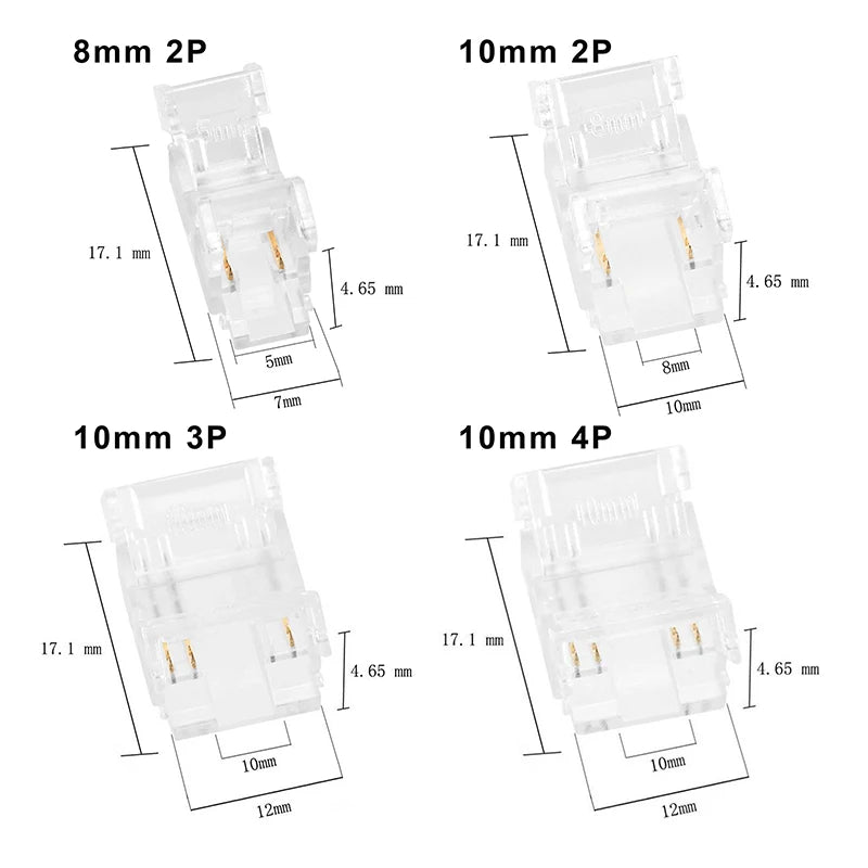 COB LED Strip Connectors 8/10mm Solderless 2 3 4 Pin 5/10Pcs LED Strip Connector Nixie
