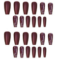Wine Red Glitter Press-On Nails Crystal Finish L Size – 24 Pcs Press-On Nail Tips Nixie 24PCS Brown