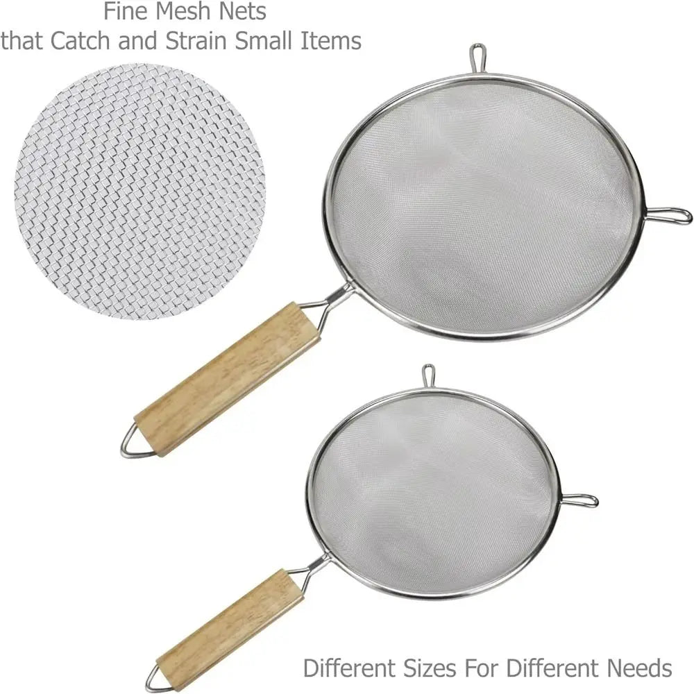 304 Stainless Steel Fine Mesh Skimmer with Wooden Handle Fine Mesh Skimmer Nixie