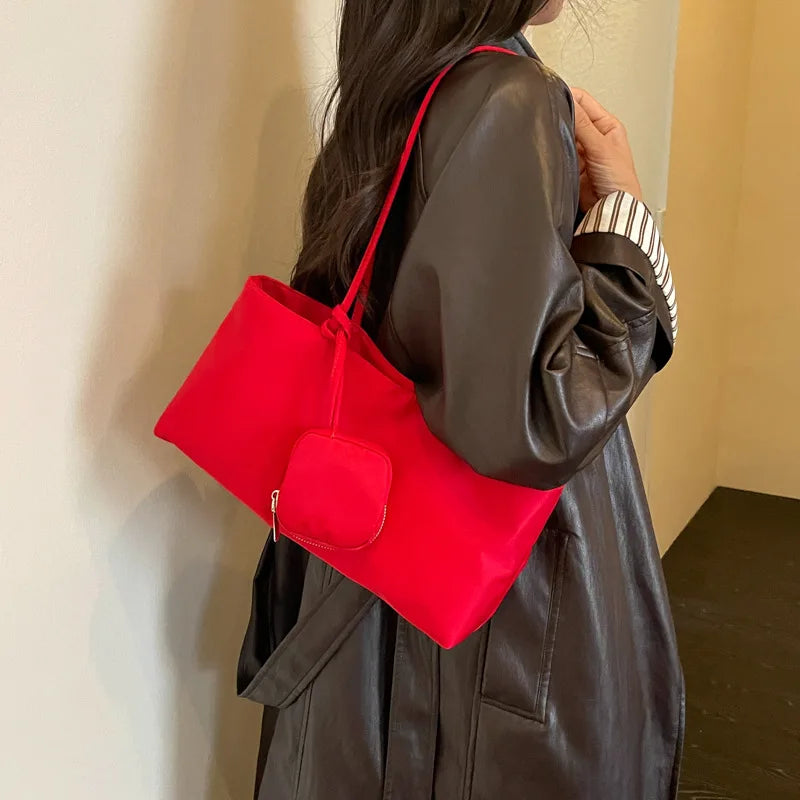 Women's Minimalist Nylon Tote Bag | Japanese Korean Style Shoulder Tote Bag Nixie