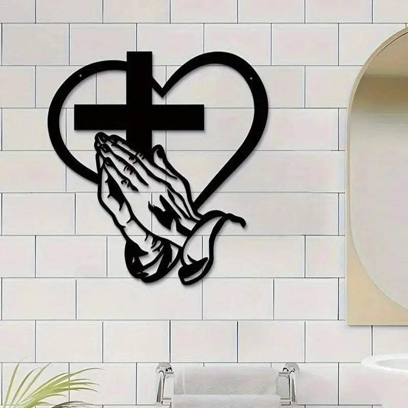 Prayer Hands Cross Heart Wall Art – Religious Home Decor Religious Wall Art Nixie