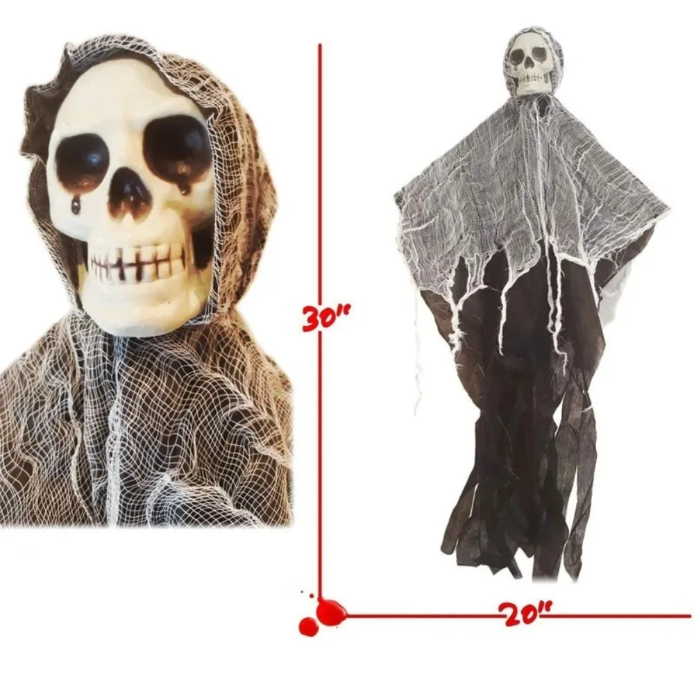 Spooky Skull Halloween Hanging Decoration – Ghost Skeleton Ornament