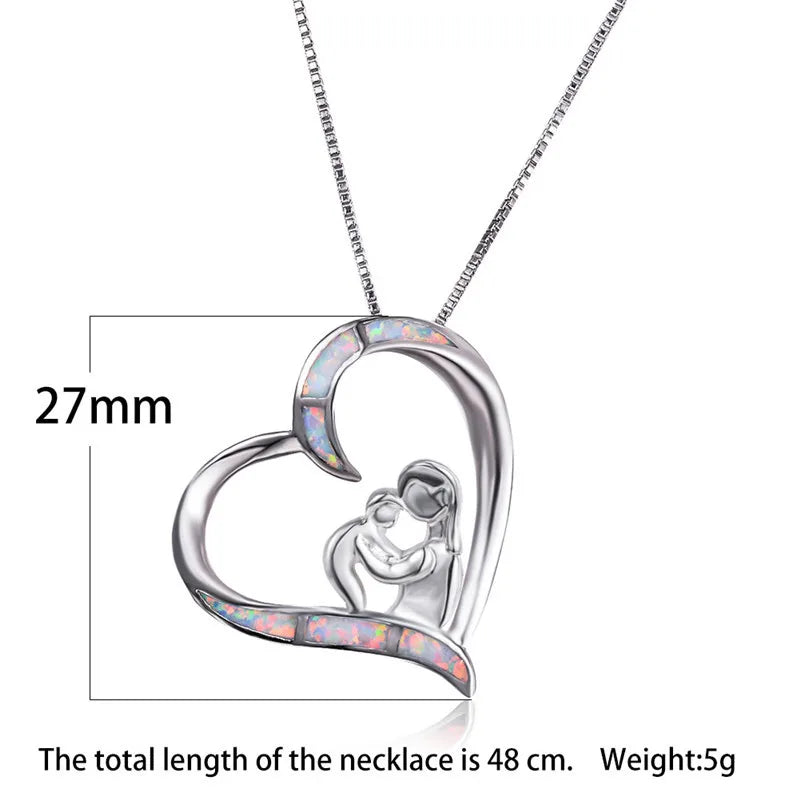 Gold Rose Heart Simulated Opal Necklace | Mom Gift Jewelry Pendant Necklace Nixie