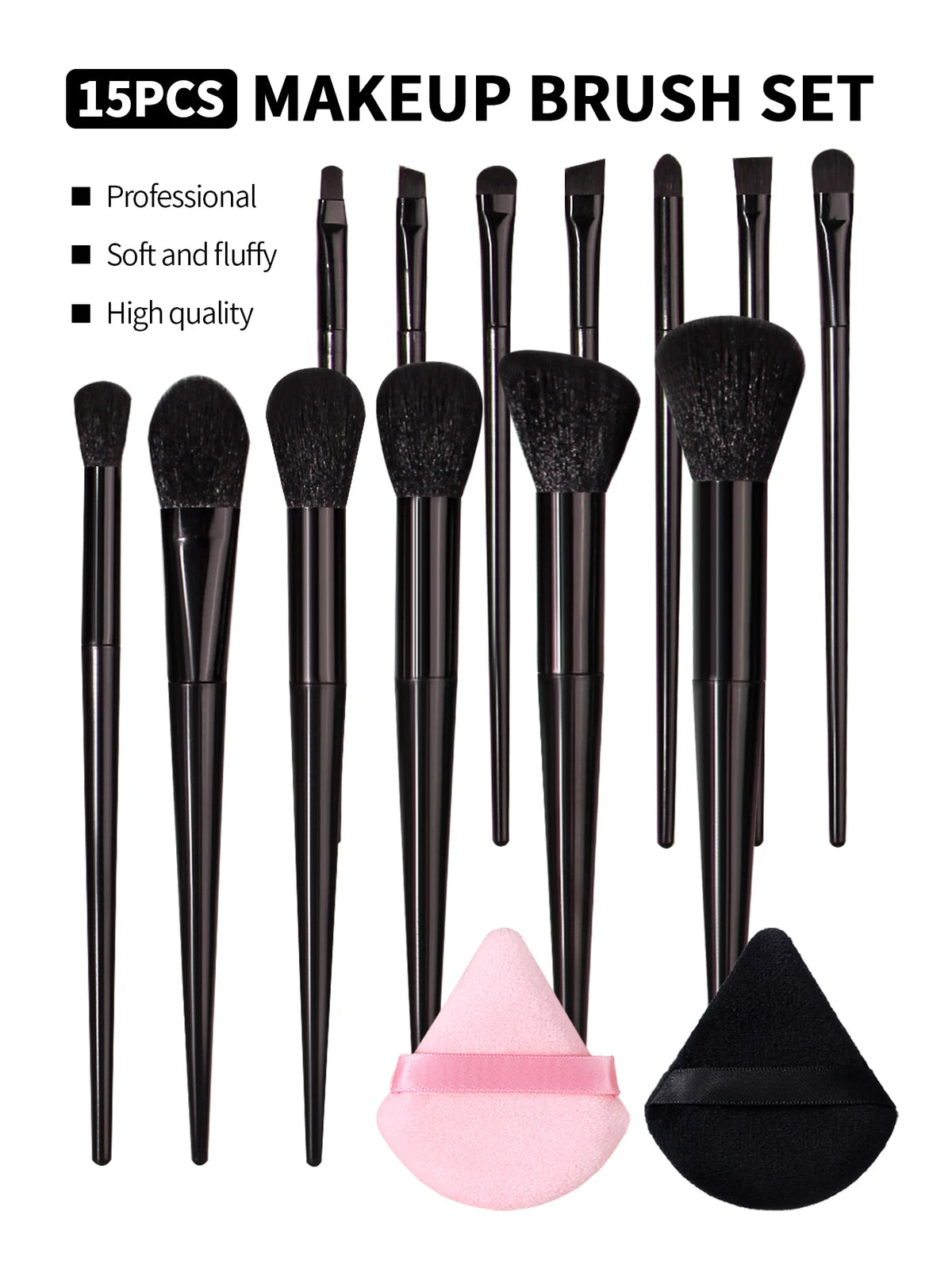 Nixie 15pc Makeup Brush Set – Foundation, Powder & Eyeshadow Makeup Brush Set Nixie