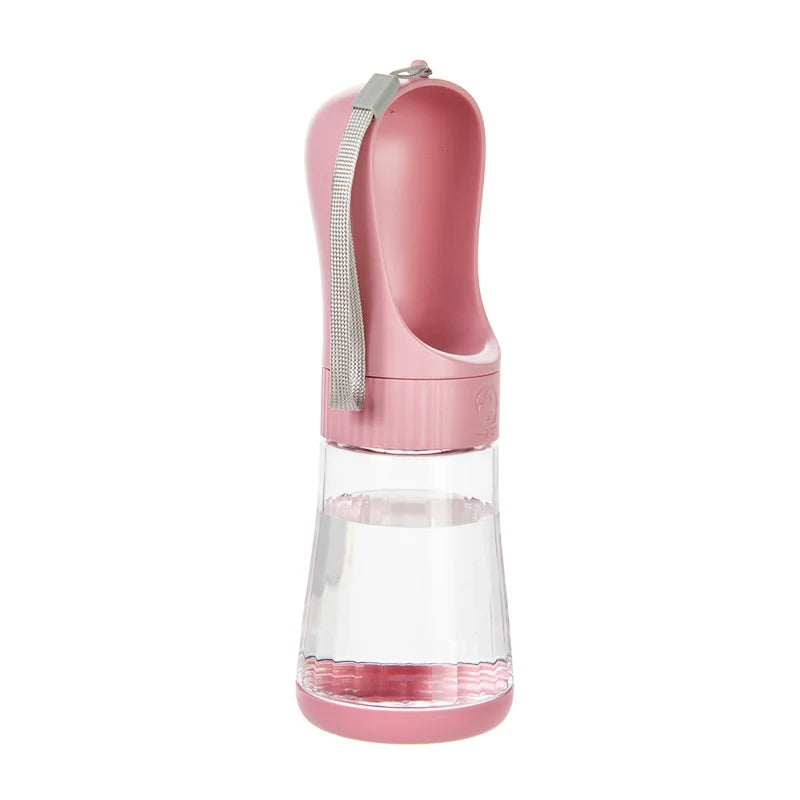 Portable Dog & Cat Water Bottle with Food Compartment Pet Travel Bottle Nixie Pink 330ML Water