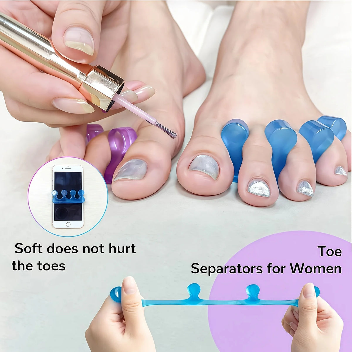 Silicone Toe Separators Soft Gel Spacers for Pedicure | 1 Pair Toe Separators Nixie