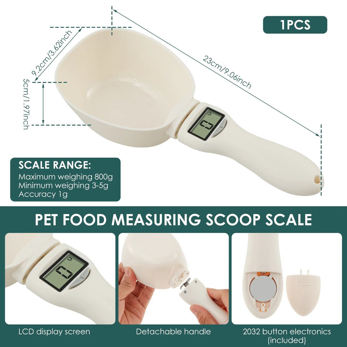 Nixie Digital Pet Food Scale Measuring Spoon – LCD 800g
