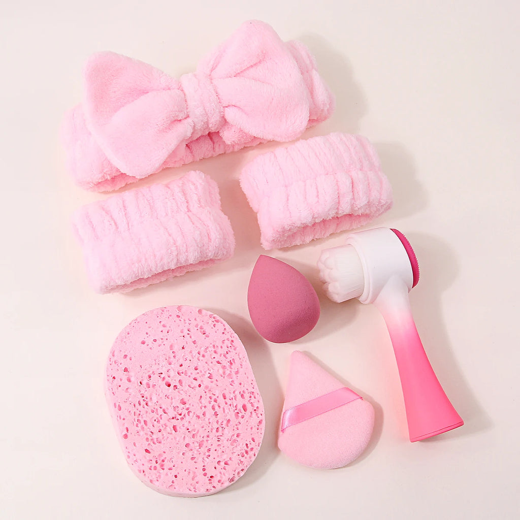 7-Piece Makeup Tool Set – Hair Band, Puffs & Facial Brush Kit Makeup Tool Set Nixie