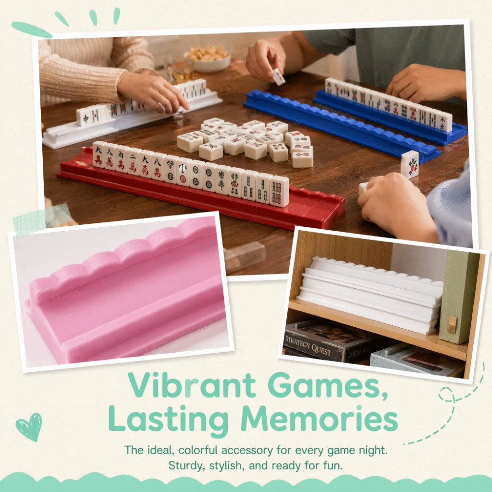 4PCS Wooden American Mahjong Racks with Pushers – 20" Set Mahjong Rack Set Nixie