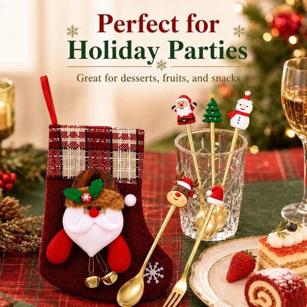 Christmas Coffee Spoons Set – Santa, Tree & Star Motifs