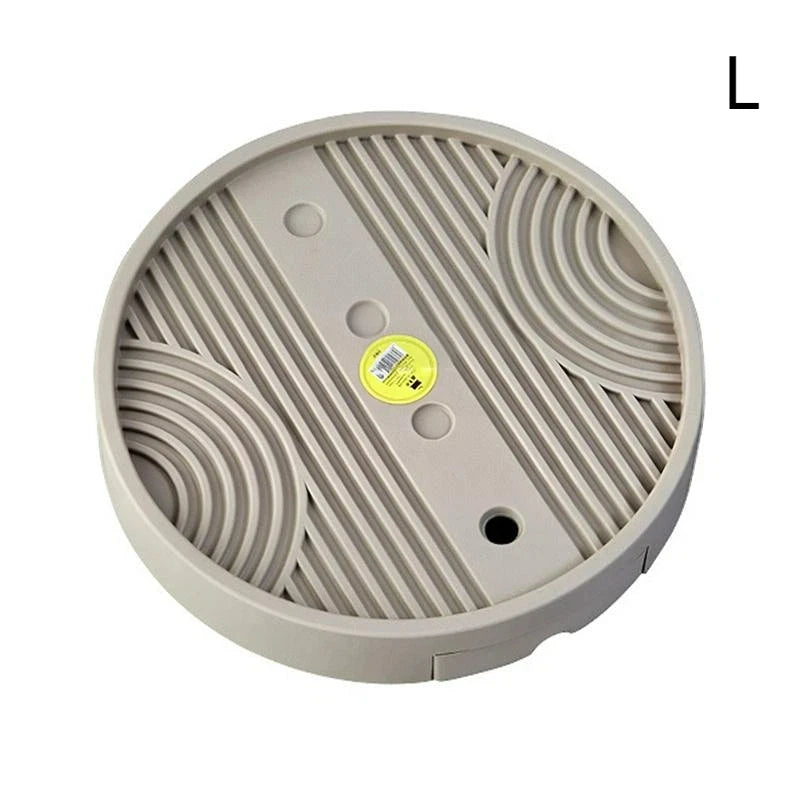 Round Caster Flower Pot Tray with Drainage – 3 Sizes Plant Caster Tray Nixie L Gray