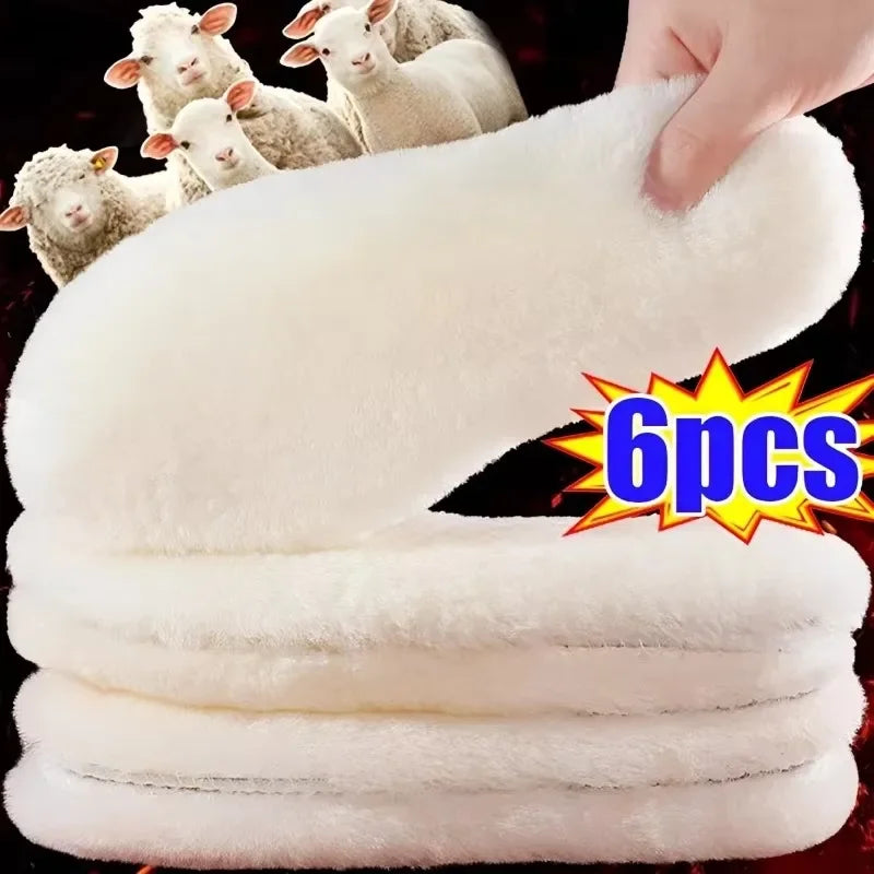 Sheepskin Wool Insoles – Warm Fluffy Fleece Shoe Pads for Winter