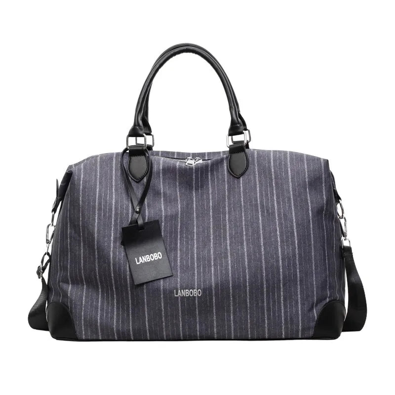 Striped Canvas Travel Bag – Unisex Large Tote & Crossbody Canvas Travel Tote Nixie