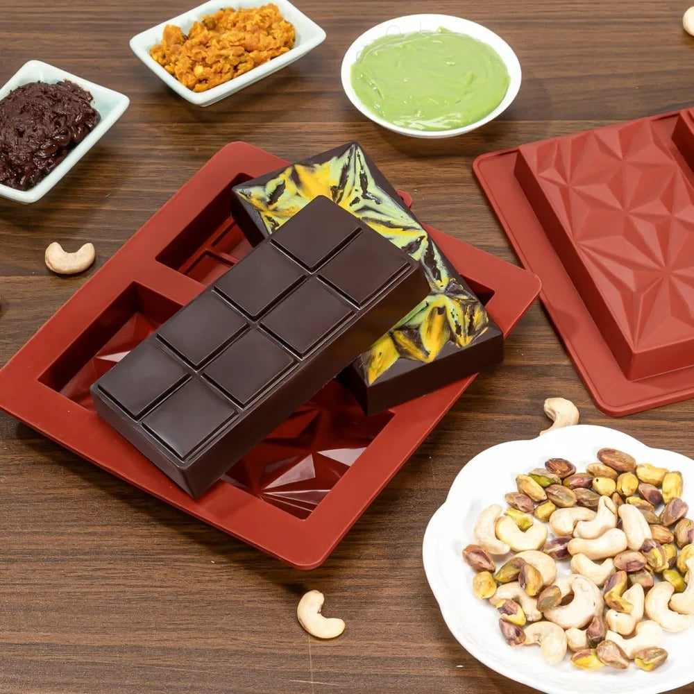 Dubai Chocolate Bar Silicone Mold – Large Pistachio Filling Mold Silicone Chocolate Mold Nixie