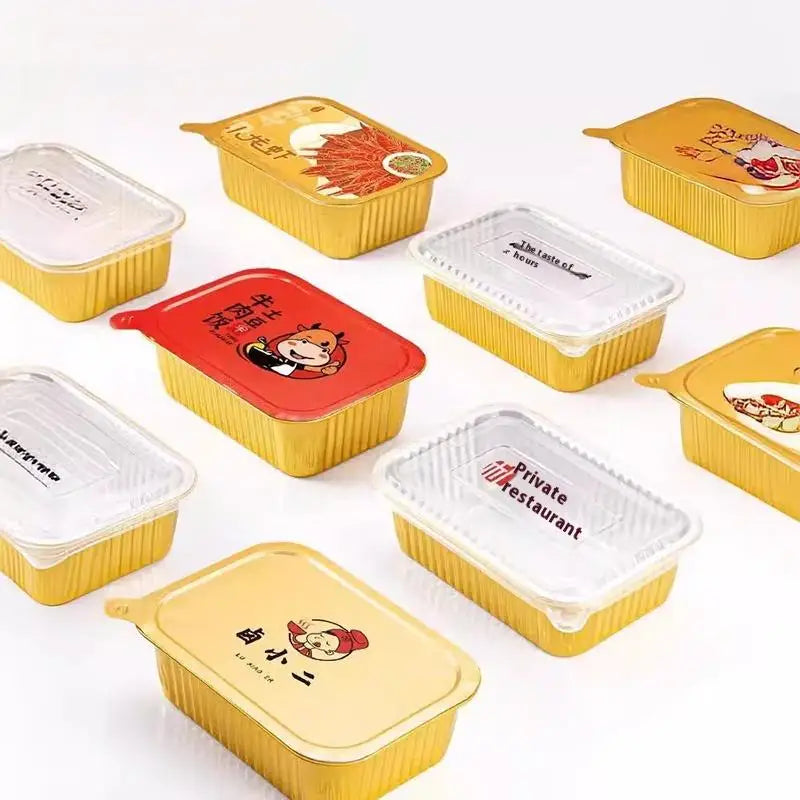 Disposable Aluminum Foil Lunch Containers with Gold Lids, 10pk Foil Food Containers Nixie