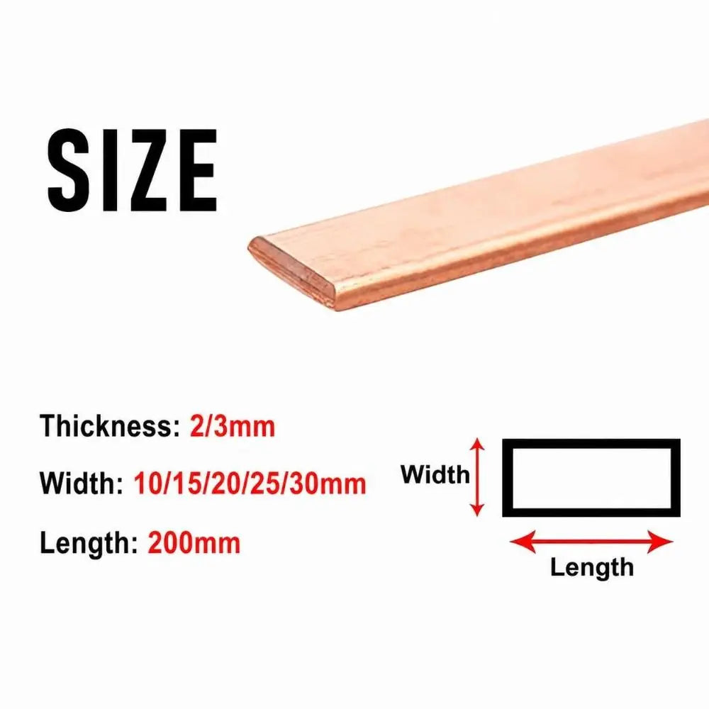 T2 Pure Copper Flat Bar 2/3mm x 200mm | 99.9% DIY Stock