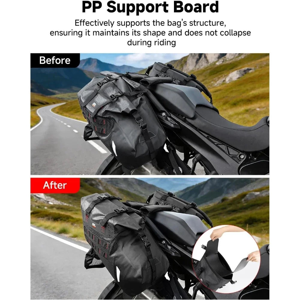 KEMITOUR 30L Waterproof Motorcycle Saddlebags PVC Soft Panniers Motorcycle Saddlebags Nixie