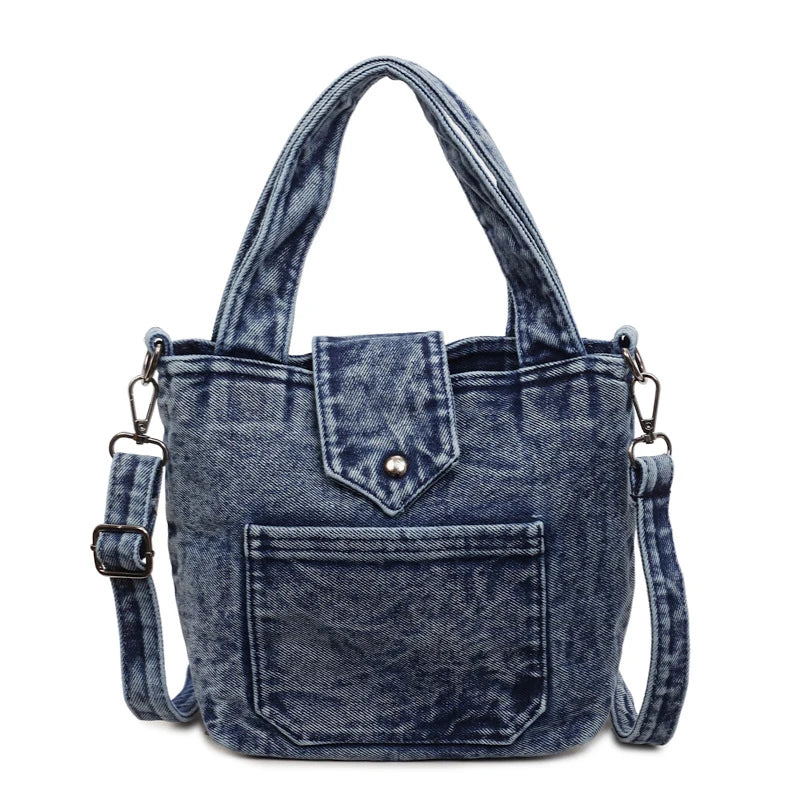 Denim Vintage Bucket Bag for Women – Casual Daily Handbag Denim Bucket Bag Nixie