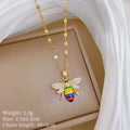 Gold Bee Pendant Choker Necklace – Stainless Steel & Zircon Pendant Choker Necklace Nixie XL2606-915