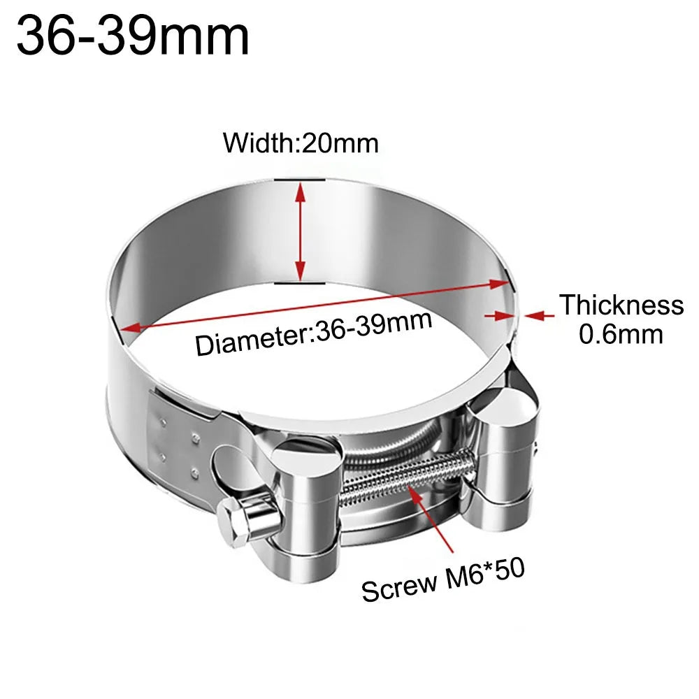 304 Stainless Steel T-Bolt Hose Clamps | Heavy-Duty Pipe Clips Hose Clamp Nixie 36-39mm