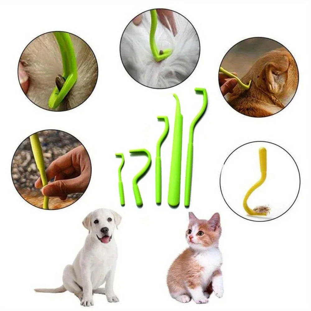 3-Piece Tick & Flea Remover Hook Set for Cats & Dogs Pet Tick Remover Nixie