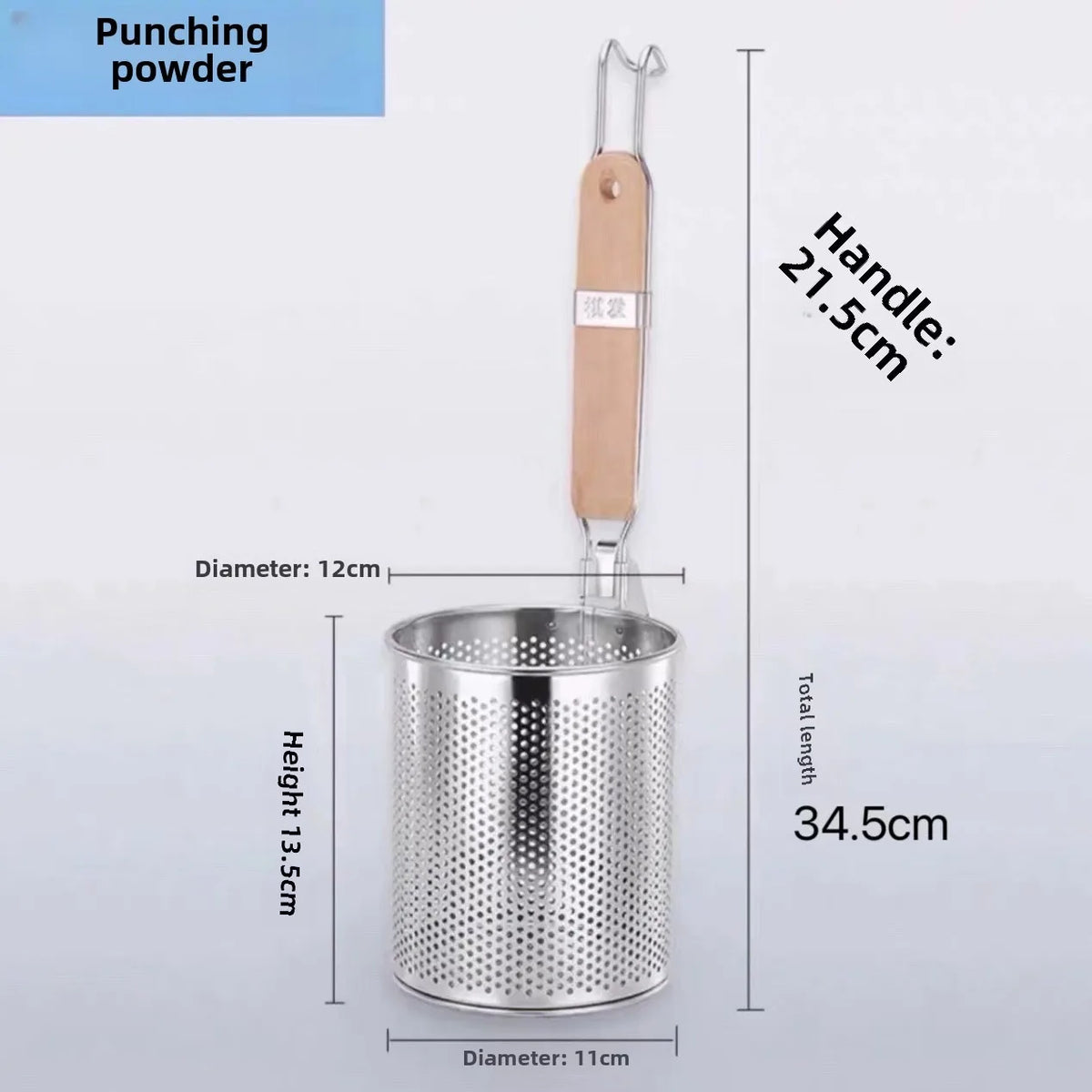 Stainless Steel Pasta Basket Strainer – Wooden Handle Kitchen Strainer Nixie 12cm
