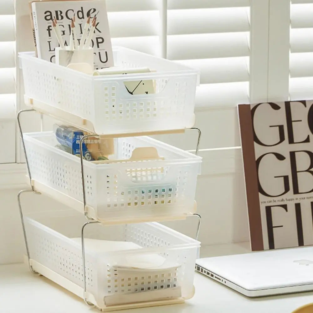 Stackable Storage Basket with Drawers – Desktop Organizer