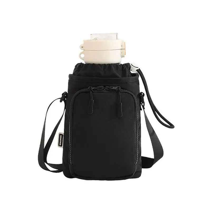 Portable Water Bottle Sling Bag – Adjustable Strap & Phone Pocket Water Bottle Sling Bag Nixie Black
