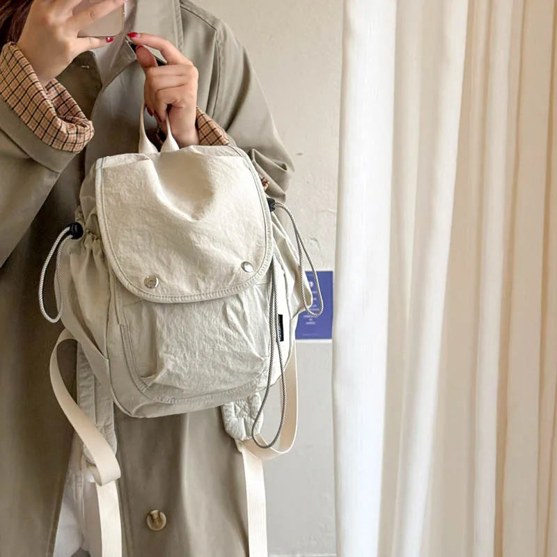Korean Minimalist Nylon Mini Backpack – Travel & School Bag