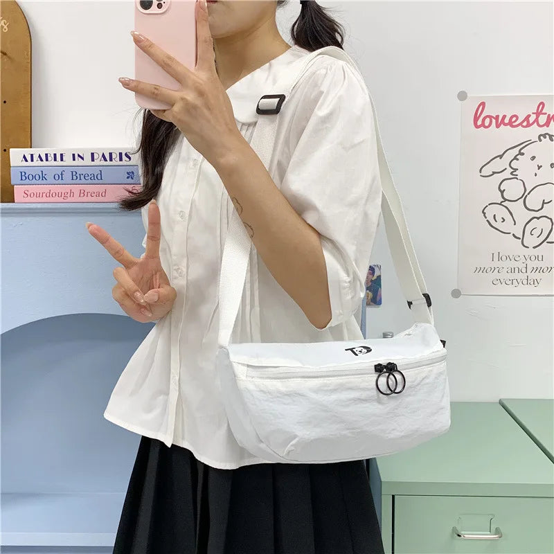 Minimalist Korean Crossbody Bag – Large Nylon Shoulder Bag Crossbody Shoulder Bag Nixie