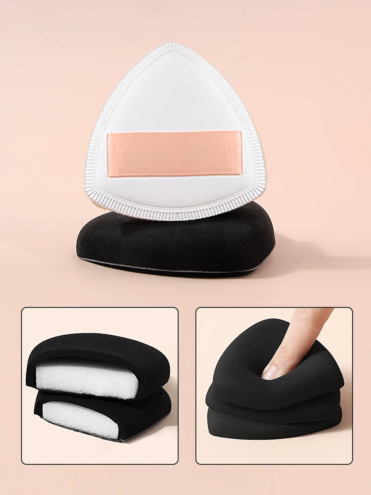 2PCS Marshmallow Powder Puffs Wet & Dry – Black & White Set Makeup Powder Puff Nixie