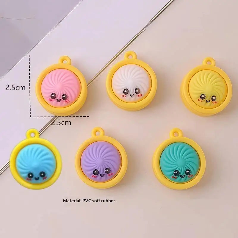 Kawaii Steamed Bun Keychain Soft PVC Cute Smile Bag Charm Novelty Keychain Charm Nixie