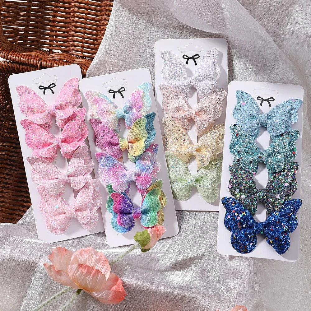 4Pcs Girls Sequin Butterfly Bow Hair Clips Kids Hairpins Set Kids Hair Clips Nixie