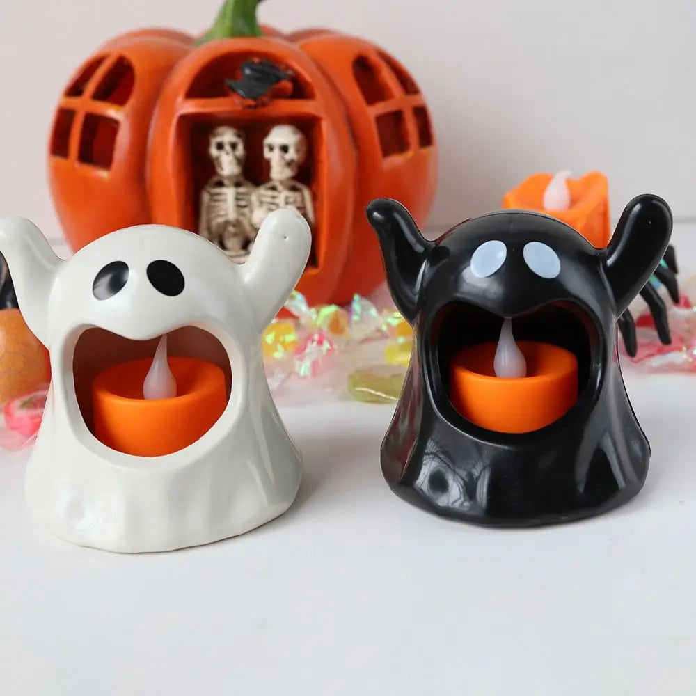 Halloween LED Electronic Candle Lights – Spooky Décor Pair