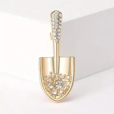 Creative Shovel Brooch Pin | Black Electroplated Zinc Alloy Fashion Brooch Pin Nixie Rhodium Plated