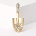 Creative Shovel Brooch Pin | Black Electroplated Zinc Alloy Fashion Brooch Pin Nixie Rhodium Plated