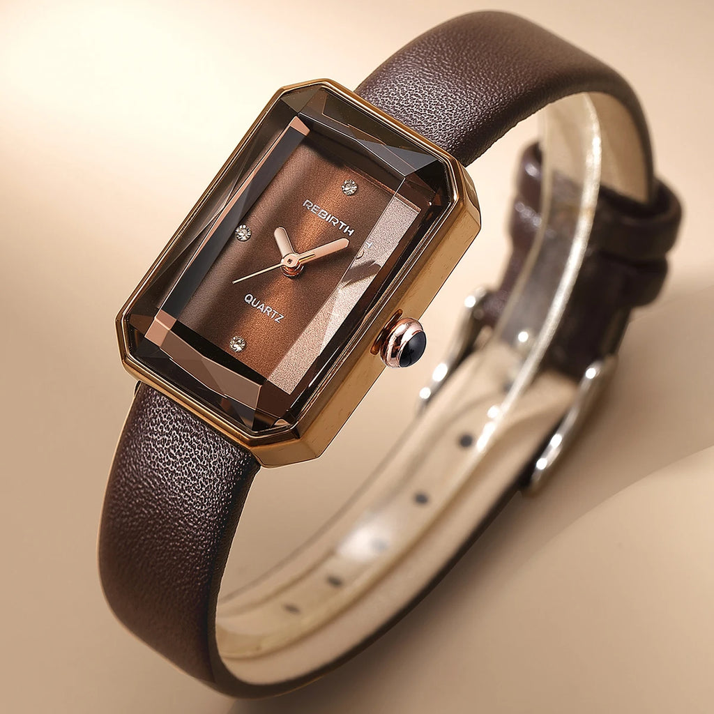 REBIRTH Retro Elegant Leather Quartz Watch | Rectangle Dial