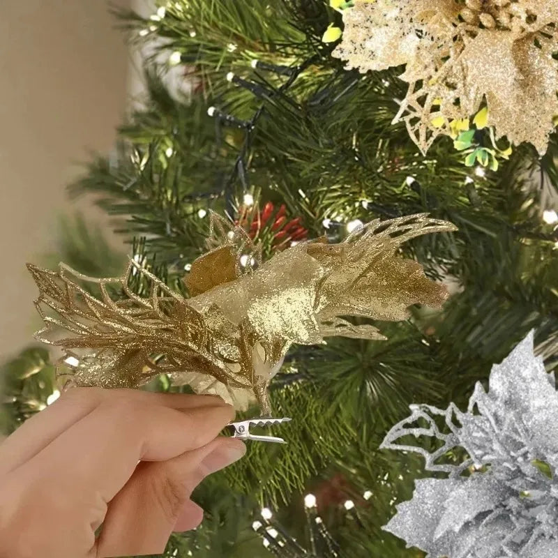 Mini Christmas Flower Metal Clips – Xmas Tree & Wreath Decor