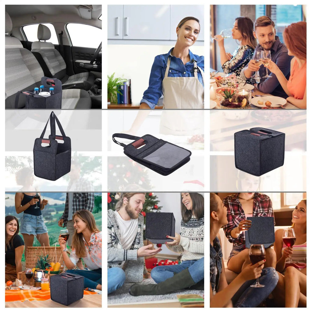 Reusable Felt Drink Cup Carrier Foldable Tote Bag with Handles Drink Cup Carrier Nixie