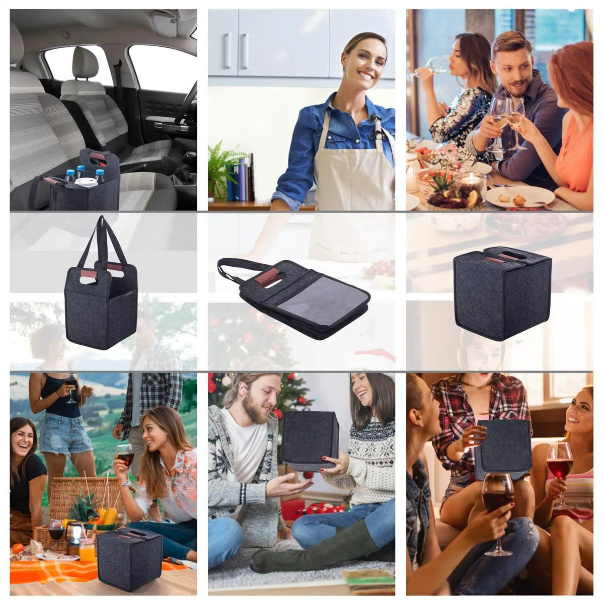 Reusable Felt Drink Cup Carrier Foldable Tote Bag with Handles Drink Cup Carrier Nixie