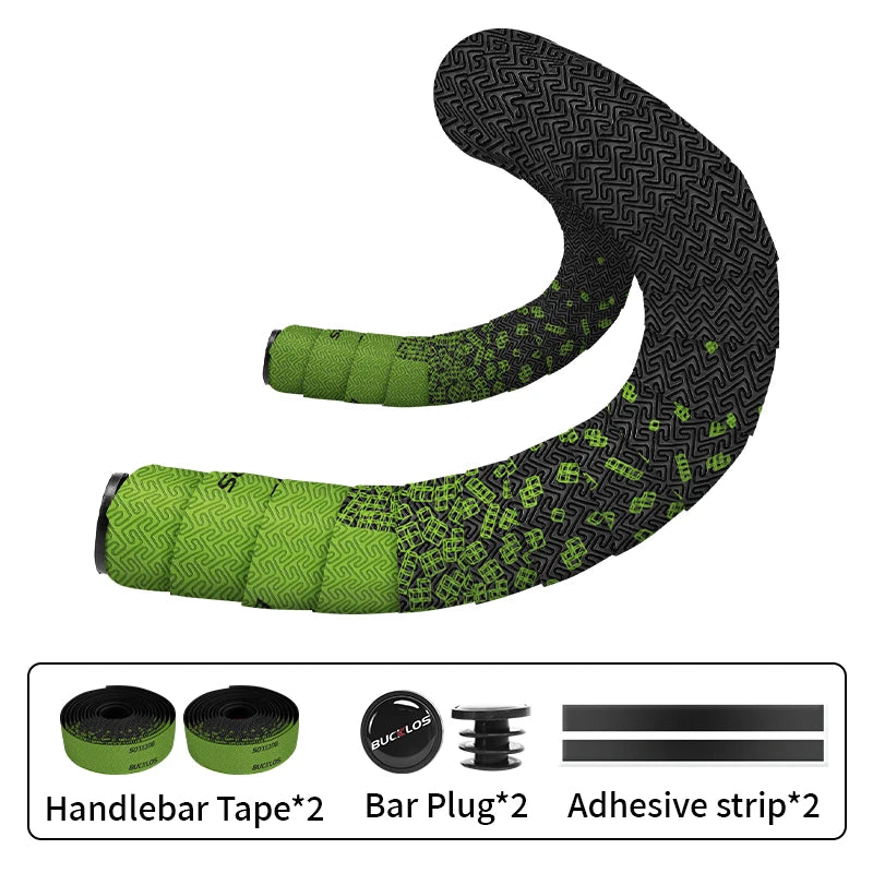 BUCKLOS Road Bike Handlebar Tape – Anti-Slip PU+EVA Bar Tape Bicycle Handlebar Tape Nixie GREEN