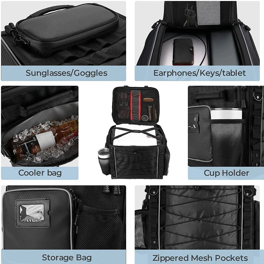 KEMIMOTO 40L Motorcycle Sissy Bar Tail Bag – Travel Luggage Motorcycle Tail Bag Nixie