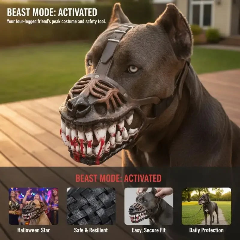 Dog Dinosaur Cosplay Latex Muzzle Mask | Halloween Pet Hood Pet Costume Muzzle Nixie