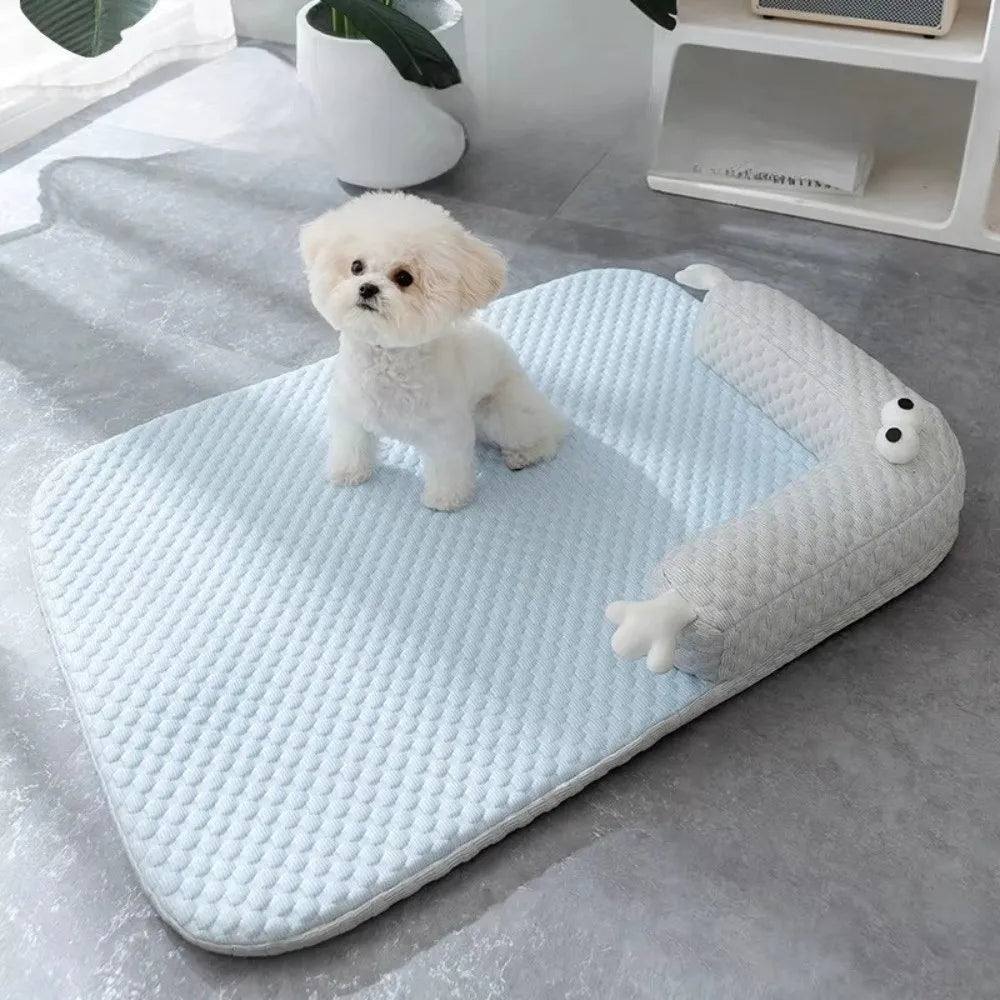 Summer Pet Cooling Mat – Breathable Silk Ice Bed for Dogs & Cats