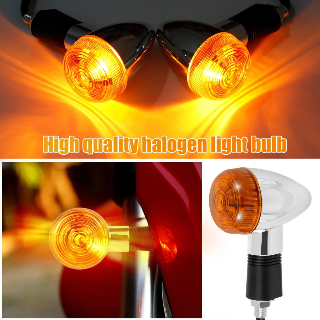 4Pcs Universal Motorcycle Turn Signal Indicator Lights – Amber Motorcycle Turn Signals Nixie