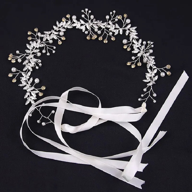 Silver-Plated Crystal Bridal Hair Band – Handmade Wedding Garland Bridal Hair Band Nixie