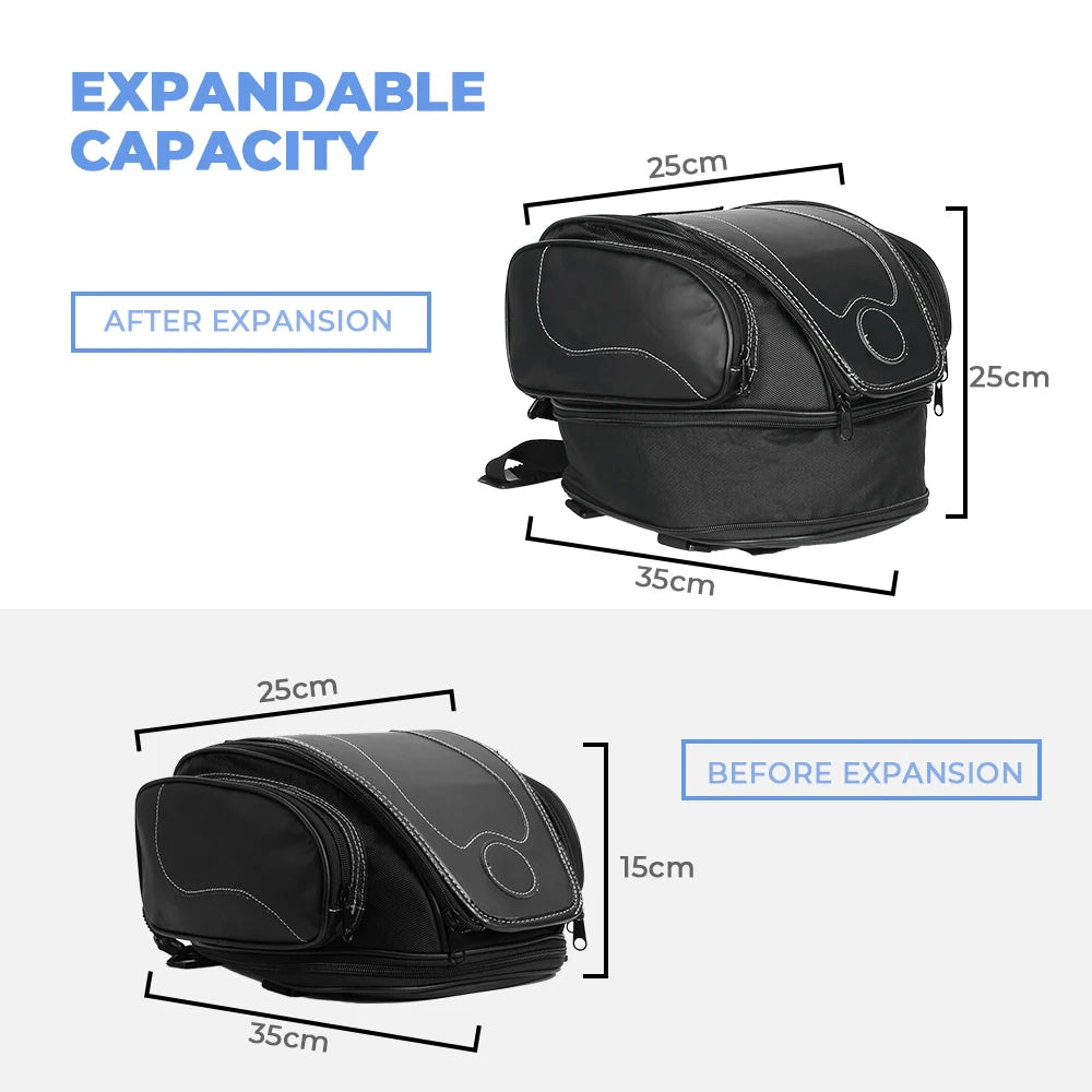 Motorcycle Rear Seat Tail Bag Retro PU Leather Waterproof Motorcycle Tail Bag Nixie