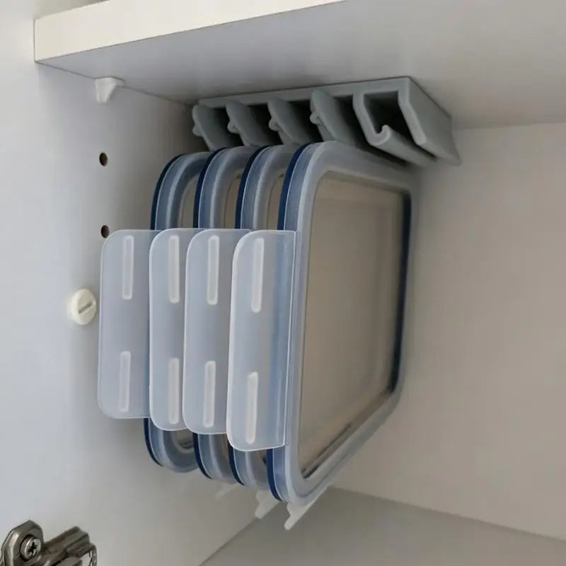 Under Cabinet Food Container Organizer – 4 Slots Drill-Free