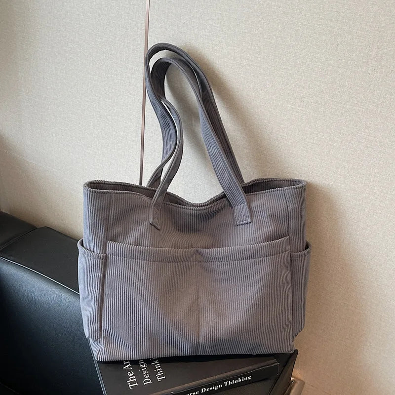 Women's Corduroy Shoulder Bag – Casual Versatile Handbag