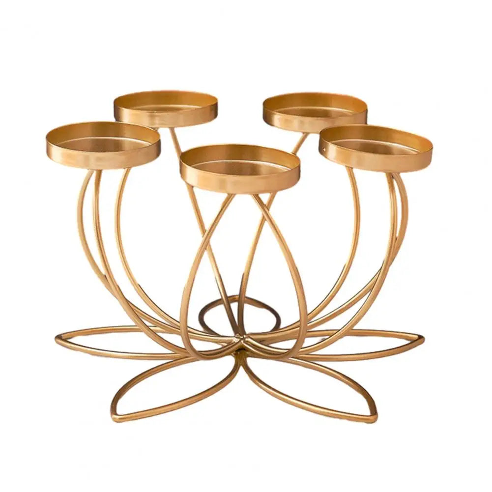 Iron Candle Holder Stand | 1/3/4/5 Candle Tabletop Candlestick Candle Holder Stand Nixie Golden 5